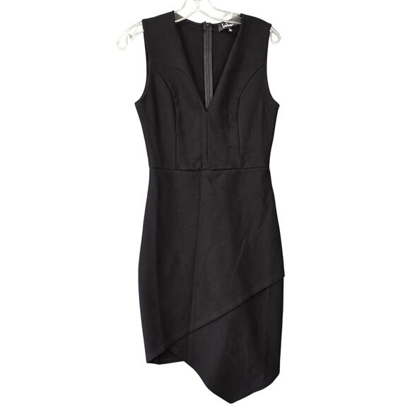 Lulus Dresses & Skirts - Lulus Black Dress Sleeveless Asymmetrical Sheath V-Neck Women Size L Bodycon Zip